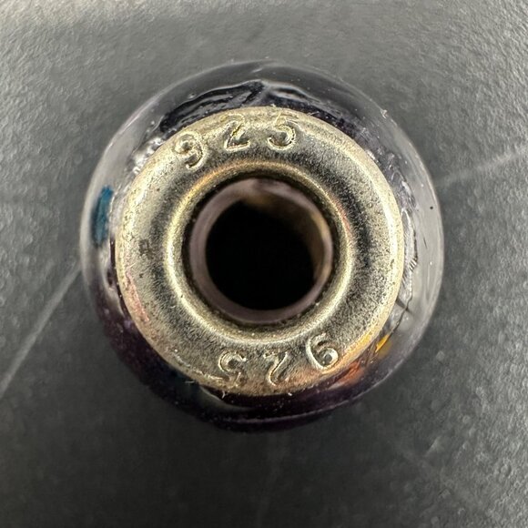 Glass Beads Sterling Silver 925 Colorful Charms For Bracelet Necklace Lot Of 6 - Picture 4 of 7